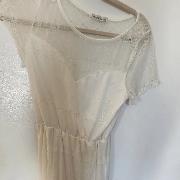 Charlotte Russe White Lace Dress Size S Cottage Wedding Bridal Bachelorette - Picture 1 of 6